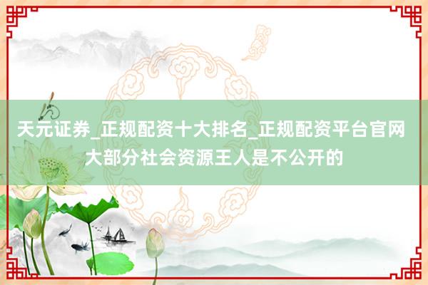 天元证券_正规配资十大排名_正规配资平台官网 大部分社会资源王人是不公开的