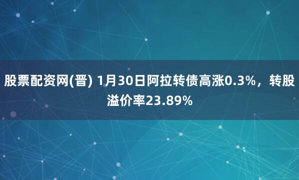 股票配资网(晋) 1月30日阿拉转债高涨0.3%，转股溢价率23.89%